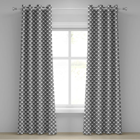 Ambesonne Geometric Grommet Curtain, Ripple Circles, 50" x 72", Black White