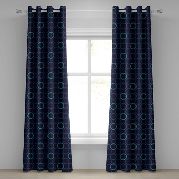 Ambesonne Geometric Grommet Curtain, Scribble Art Circles, 50" x 108", Blue Violet Pale Blue