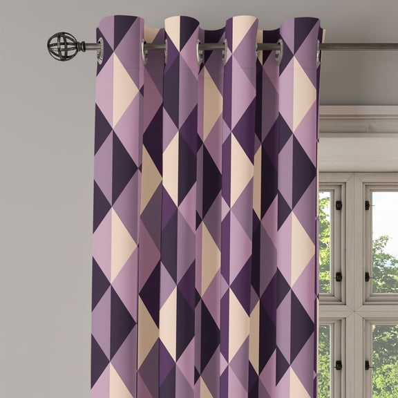 Ambesonne Geometric Grommet Curtain Single Panel, Abstract Style Triangles, 50"x60", Dark Purple Lilac