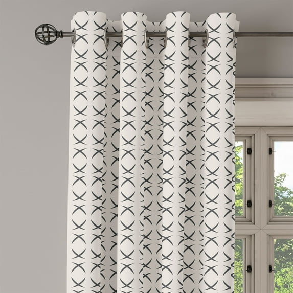 Ambesonne Geometric Grommet Curtain Single Panel, Half Circle Geometric, 50"x60", Charcoal Grey Pearl