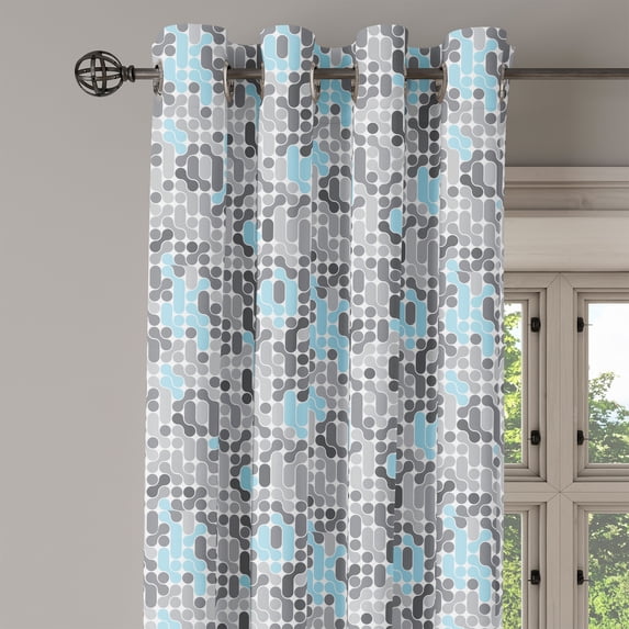 Ambesonne Geometric Grommet Curtain Single Panel, Modern Circular Maze, 50"x60", Pale Blue Charcoal Grey