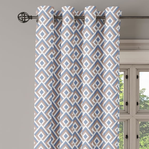 Ambesonne Geometric Grommet Curtain Single Panel, Modern Nested Squares, 50"x60", Dried Rose Slate Blue