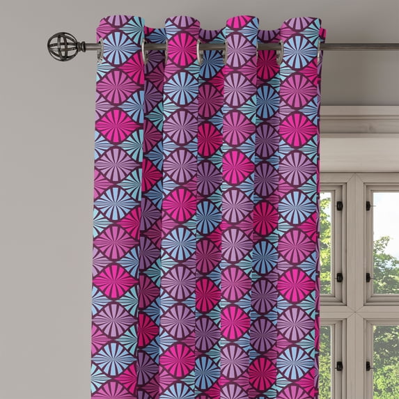 Ambesonne Geometric Grommet Curtain Single Panel, Motif, 50"x60", Aqua Magenta Violet