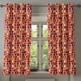 thumbnail image 1 of Ambesonne Geometric Grommet Curtain, Sixties Style Ovals, 50" x 63", Marigold Maroon, 1 of 6
