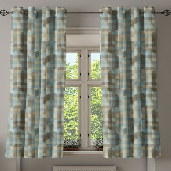 Ambesonne Geometric Grommet Curtain, Soft Vertical Line Design, 50" x 63", Tan Cream Pale Blue