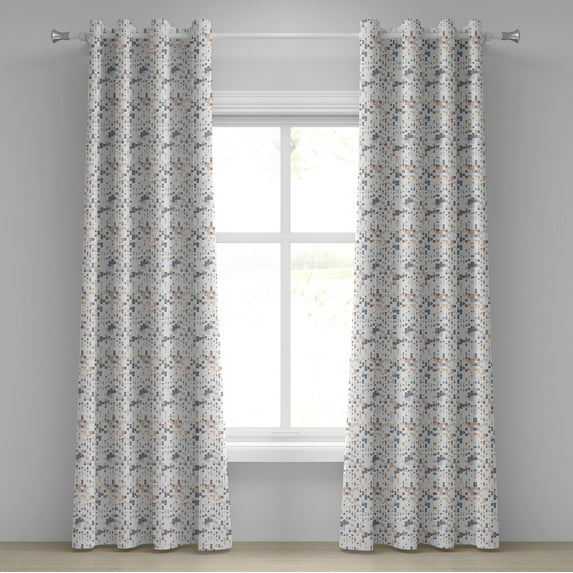 Ambesonne Geometric Grommet Curtain, Square Composition, 50" x 72", Pale Orange Dark Blue