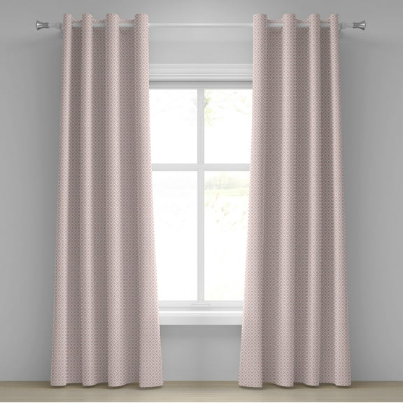Ambesonne Geometric Grommet Curtain, Squares Polka Dots, 50" x 96", Pale Pink White