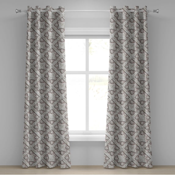 Ambesonne Geometric Grommet Curtain, Stone Print Ethnic Boho, 50"x108", Pale Pink Eggshell