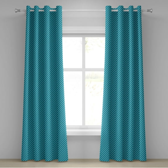 Ambesonne Geometric Grommet Curtain, Striped Cruise Colors, 50" x 108", Pale Blue Teal