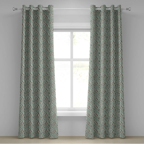 Ambesonne Geometric Grommet Curtain, Thin Lines with Dots, 50" x 72", Brown Cream Seafoam
