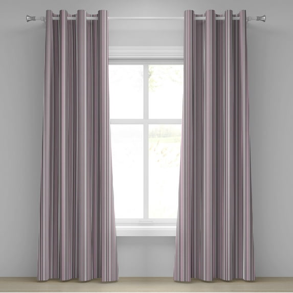 Ambesonne Geometric Grommet Curtain, Vertical Line Art, 50" x 96", Warm Taupe Pink White