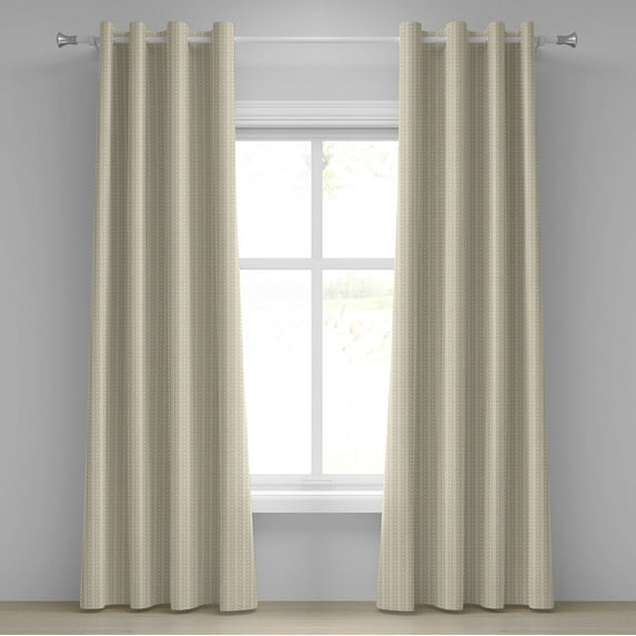 Ambesonne Geometric Grommet Curtain, Vertical Ornaments, 50" x 108", Cream and Pale Pink
