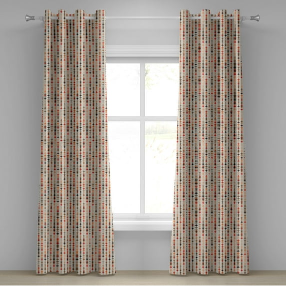 Ambesonne Geometric Grommet Curtain, Vintage Oval Pattern, 50" x 96", Orange Peach Red