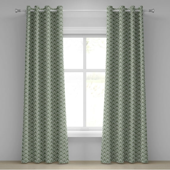 Ambesonne Geometric Grommet Curtain, Vintage Rhombus Stripes, 50" x 108", Pale Sage Green
