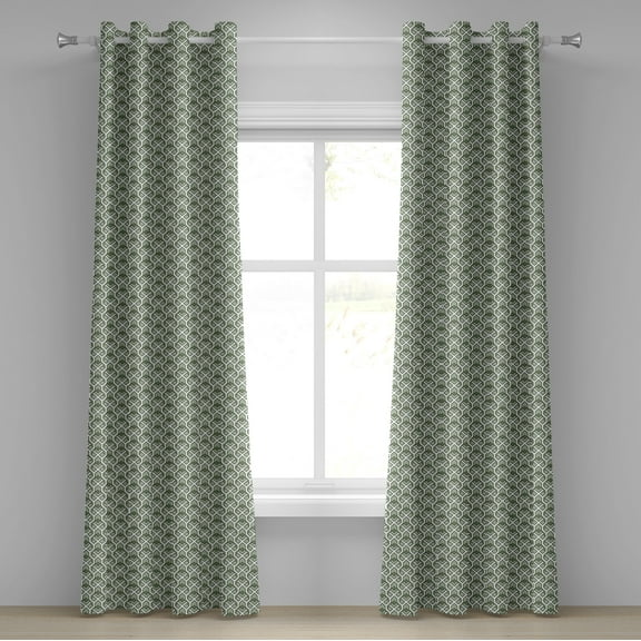 Ambesonne Geometric Grommet Curtain, Vintage Rhombus Stripes, 50" x 96", Pale Sage Green