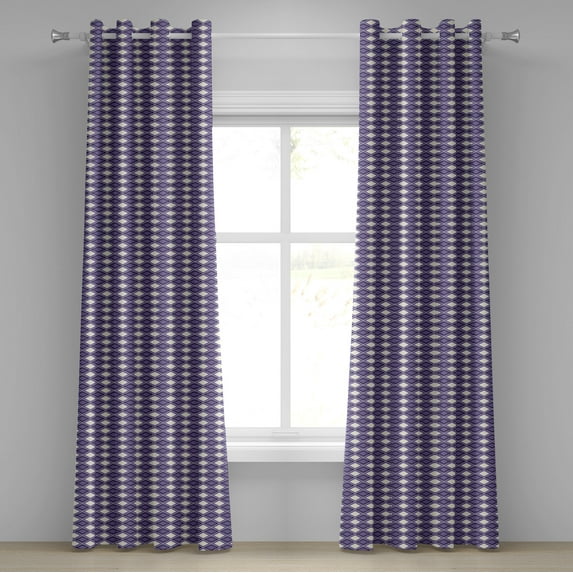 Ambesonne Geometric Grommet Curtain, Vivid Chevron Zigzags, 50" x 120", Dark Purple Lavender