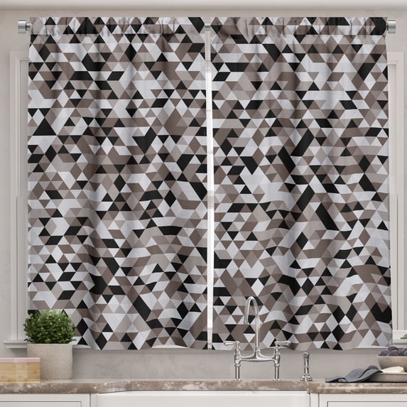 Ambesonne Geometric Kitchen Curtains, Blurry Tones of Color, 55"x45", Cocoa Black White