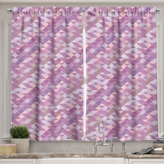 Ambesonne Geometric Kitchen Curtains, Contemporary Triangle Art, 55"x30", Pale Purple Rose Mauve