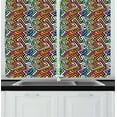thumbnail image 1 of Ambesonne Geometric Kitchen Curtains, Grunge Game Retro, 55"x39", Multicolor, 1 of 2