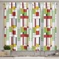 thumbnail image 1 of Ambesonne Geometric Kitchen Curtains, Mondrian Squares Pattern, 55"x36", Pale Green and Dark Pink, 1 of 3