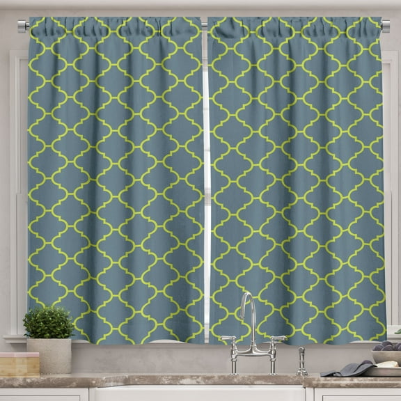 Ambesonne Geometric Kitchen Curtains, Pattern of Simple Modern, 55"x30", Slate Blue