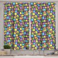 thumbnail image 1 of Ambesonne Geometric Kitchen Curtains, Retro Shapes Pattern, 55"x30", Multicolor, 1 of 1