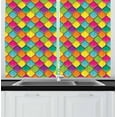 thumbnail image 1 of Ambesonne Geometric Kitchen Curtains, Vivid Colored Curves, 55"x39", Multicolor, 1 of 3