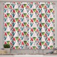 thumbnail image 1 of Ambesonne Geometric Kitchen Curtains, Watermelon Triangles Art, 55"x39", Green Dark Coral Rose, 1 of 3