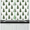 thumbnail image 1 of Ambesonne Geometric Kitchen Curtains, Xmas Tree Pattern, 55"x45", Hunter Green Ruby White, 1 of 3