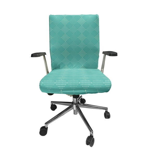 Ambesonne Geometric Office Chair Cover Stretchable High Back, Grunge Dots as Squares, Seafoam and Beige