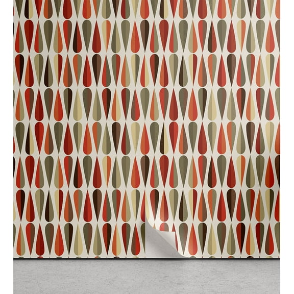 Ambesonne Geometric Peel & Stick Wallpaper for Home, 70s Retro Style, 13"x72", Multicolor