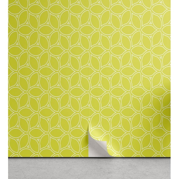 Ambesonne Geometric Peel & Stick Wallpaper for Home, Abstract Juicy Lemons, 13"x36", Yellow Green and White