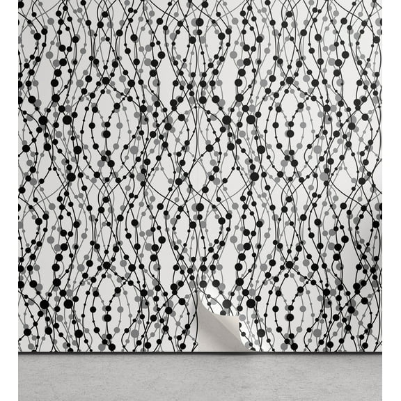 Ambesonne Geometric Peel & Stick Wallpaper for Home, Eighties Inspirations, 13"x100", Black Grey White