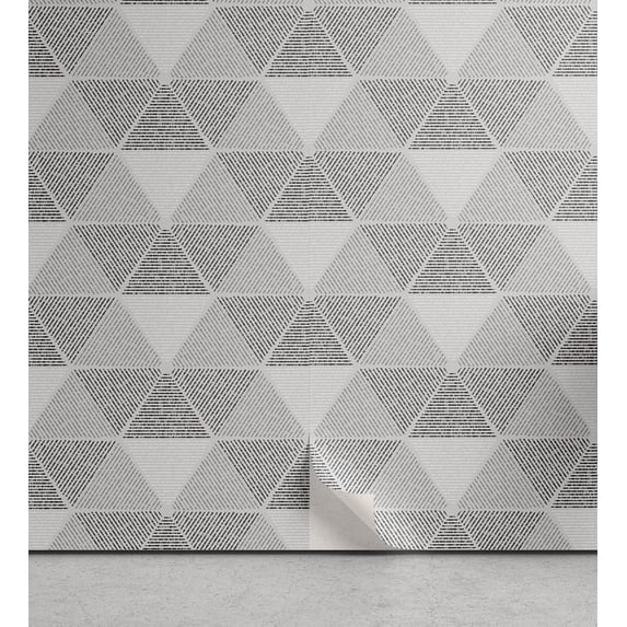 Ambesonne Geometric Peel & Stick Wallpaper for Home, Grungy Greyscale Tones, 13"x100", Pale Grey Dark Taupe