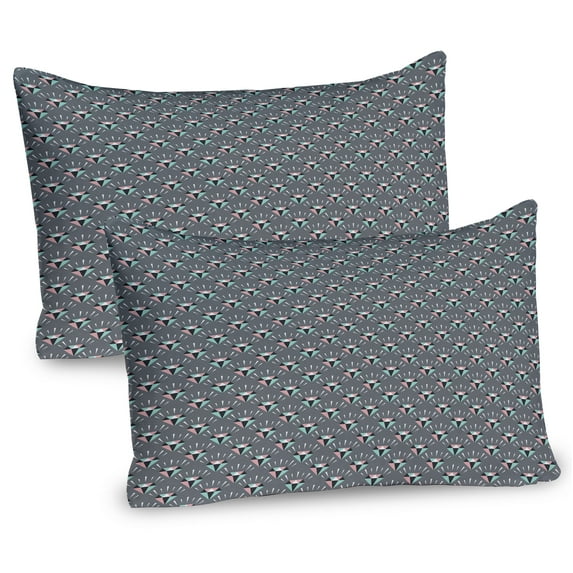 Ambesonne Geometric Pillow Sham 2 Pack, Colored Gem Designs Art, 30"x20", Grey Blush and Seafoam
