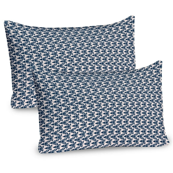 Ambesonne Geometric Pillow Sham 2 Pack, Different Size Triangles, 30"x20", Champagne and Night Blue