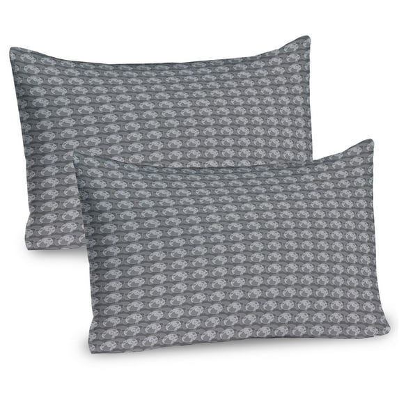 Ambesonne Geometric Pillow Sham 2 Pack, Greyscale Rings Rounds, 30"x20", Grey