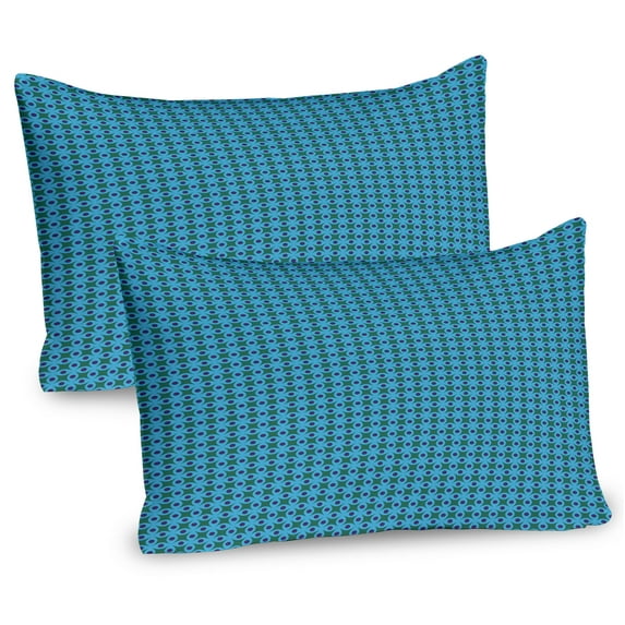 Ambesonne Geometric Pillow Sham 2 Pack, Modern Rounds Grid Art, 36"x20", Sky Blue Quartz