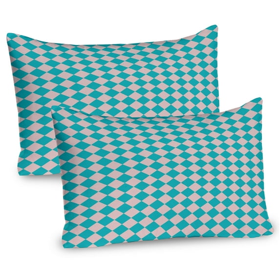 Ambesonne Geometric Pillow Sham 2 Pack, Retro Classical Tile, 30"x20", Turquoise and Lilac