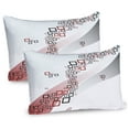 thumbnail image 1 of Ambesonne Geometric Pillow Sham 2 Pack, Square Wavy Shapes, 36"x20", Grey and Red, 1 of 3