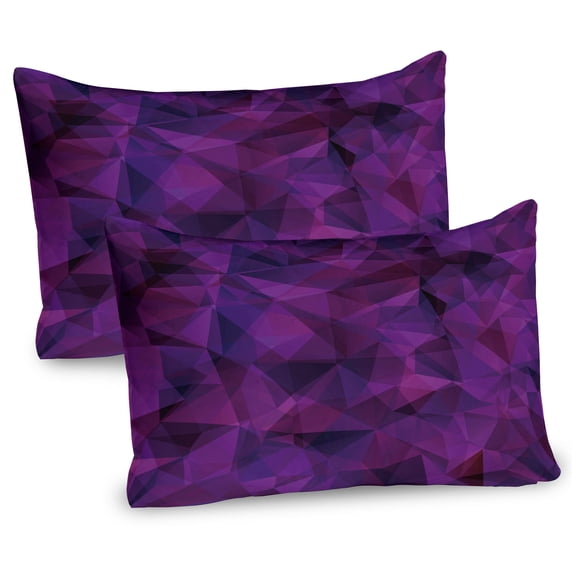 Ambesonne Geometric Pillow Sham 2 Pack, Triangle Purple Shape, 26"x20", Eggplant Burgundy