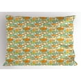thumbnail image 1 of Ambesonne Geometric Pillow Sham, Abstract Shapes Mix, 26" X 20", Orange Green Pale Blue, 1 of 2