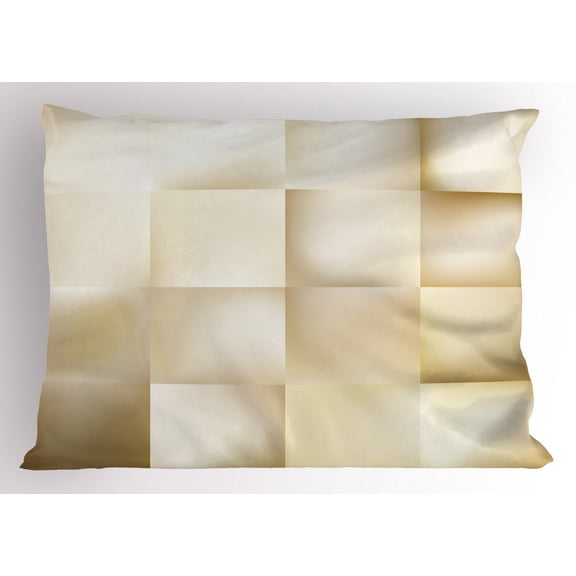 Ambesonne Geometric Pillow Sham, Abstract Square Shady, 36" X 20", Cream Beige