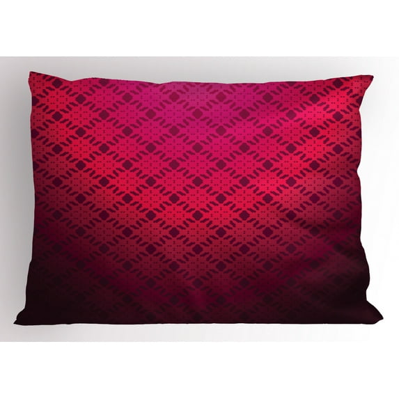 Ambesonne Geometric Pillow Sham, Damask Vintage Design, 26" X 20", Hot Pink Fuchsia