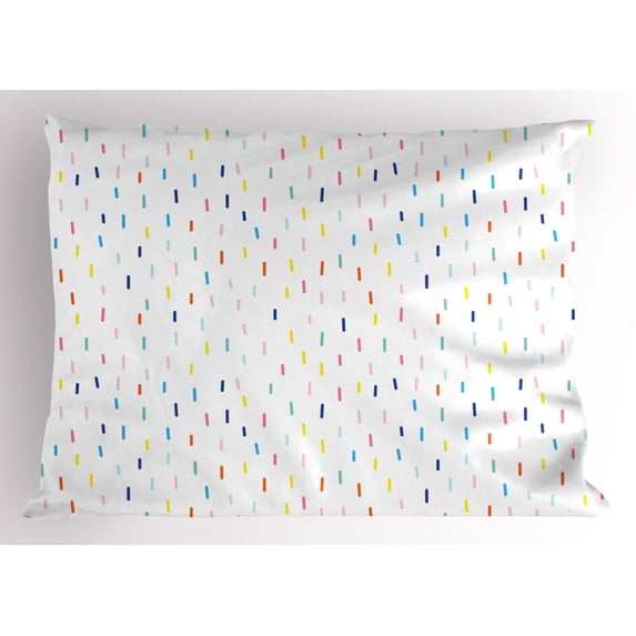 Ambesonne Geometric Pillow Sham, Drizzling Funky Rain, 26" X 20", Multicolor