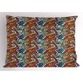 thumbnail image 1 of Ambesonne Geometric Pillow Sham, Grunge Game Retro, 26" X 20", Multicolor, 1 of 2
