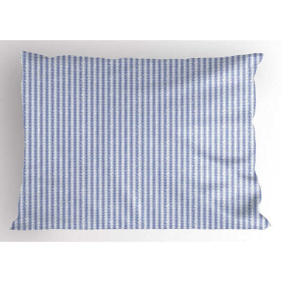 Ambesonne Geometric Pillow Sham, Grungy Triangles, 36" X 20", Ceil Blue and White
