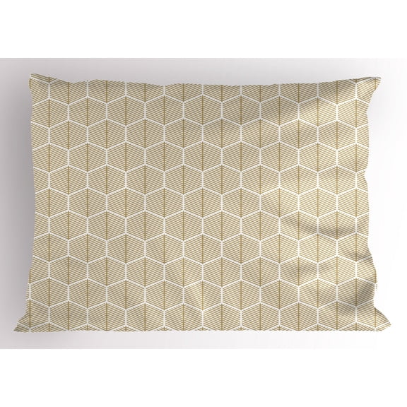 Ambesonne Geometric Pillow Sham, Honeycomb Sequence, 26" X 20", Pale Brown and White
