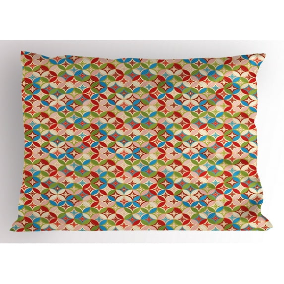 Ambesonne Geometric Pillow Sham, Japanese Interlocking, 26" X 20", Multicolor