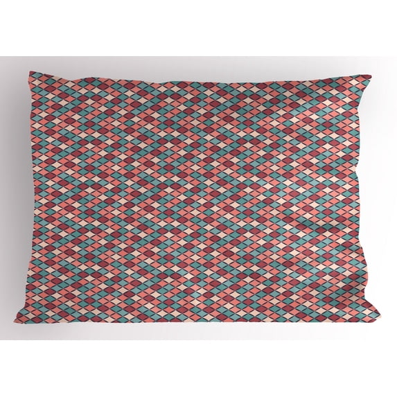 Ambesonne Geometric Pillow Sham, Retro Style Checkered, 26" X 20", Multicolor